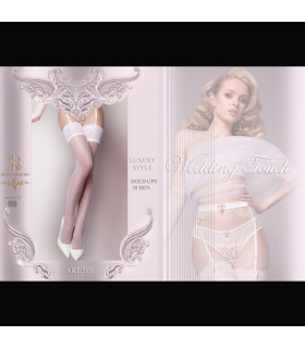Чулки Ballerina's Secret 589 с кружевом, белые, S-M - No Taboo