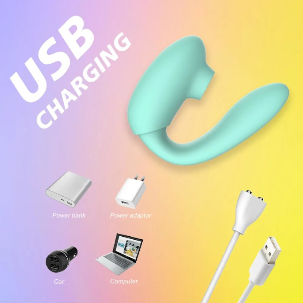 Вибратор-кролик с вакуумной стимуляцией Every Night Toys для точки G, зеленый, 10.4 х 2.4 см фото №5 — секс игрушки: Украина, NO TABOO
