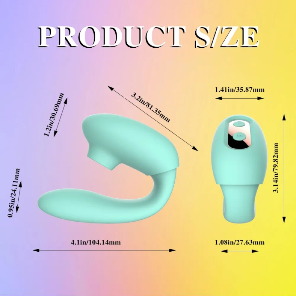 Вибратор-кролик с вакуумной стимуляцией Every Night Toys для точки G, зеленый, 10.4 х 2.4 см фото №6 — секс игрушки: Украина, NO TABOO