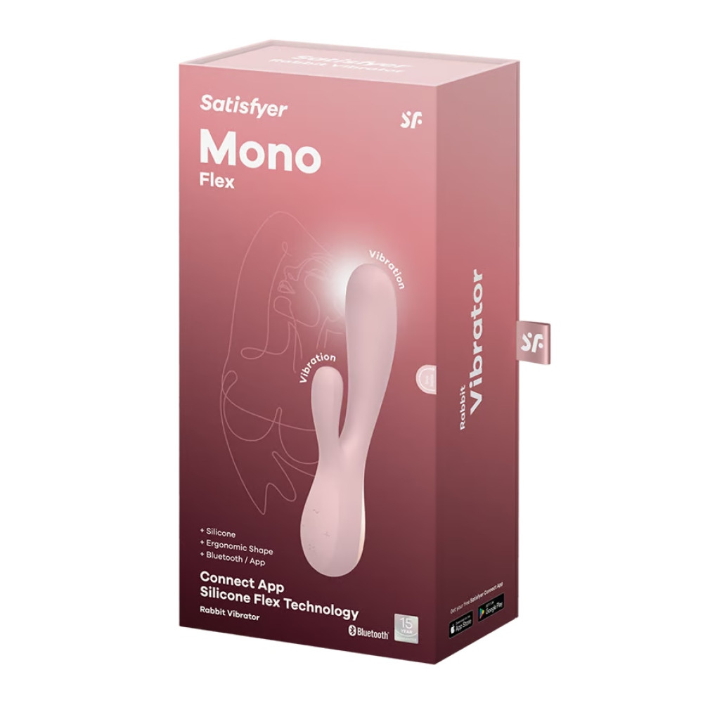 Вибратор-кролик Satisfyer Mono Flex с приложением, розовый, 20.4 х 4.4 см фото №2 — секс игрушки: Украина, NO TABOO