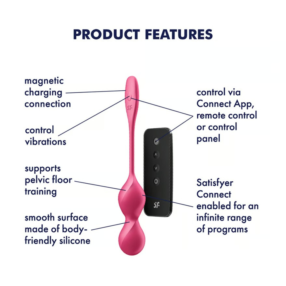 Вагинальные виброшарики Satisfyer Love Birds 2 с пультом, розовые, 21,5 х 3,3 см фото №4 — секс игрушки: Украина, NO TABOO