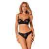 Комплект трусики и бюстгальтер Obsessive Serena Love Set, черный, XS-S, фото №1 — секс шоп Украина, NO TABOO