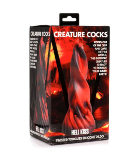 Фаллоимитатор нереалистичный XR Brands Hell Kiss Twisted Tongues на присоске, красно-черный, 18.8 х 5.6 см - No Taboo