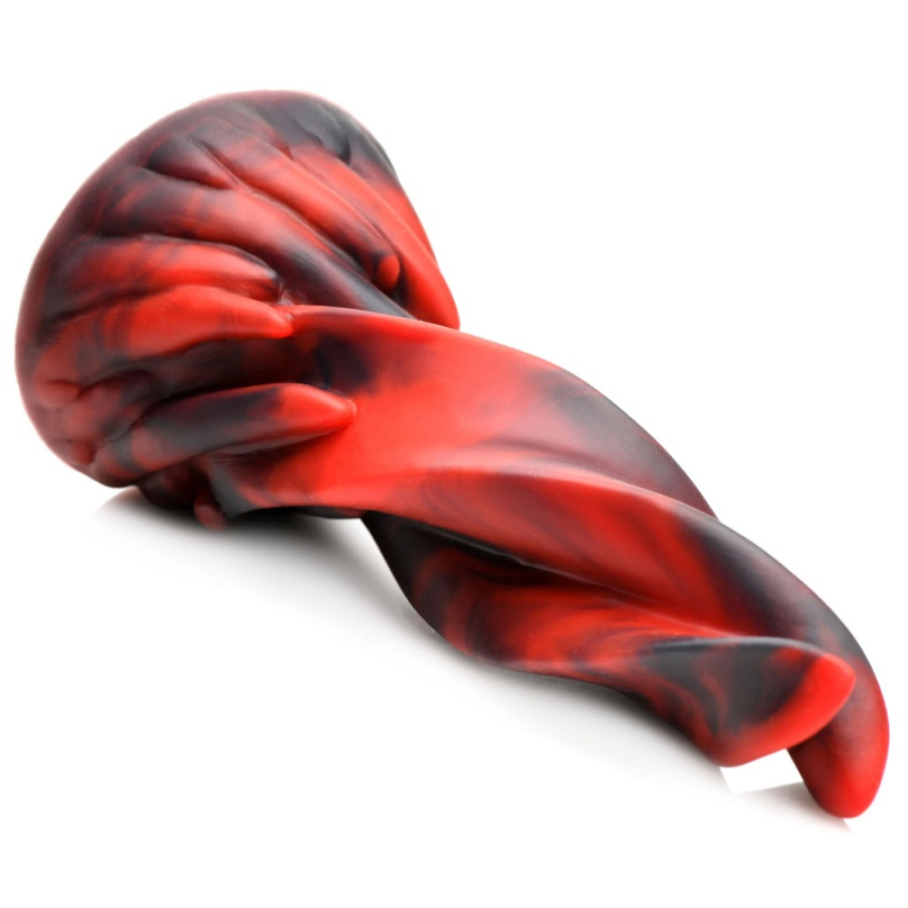 Фаллоимитатор нереалистичный XR Brands Hell Kiss Twisted Tongues на присоске, красно-черный, 18.8 х 5.6 см фото №5 — секс игрушки: Украина, NO TABOO