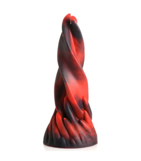 Фаллоимитатор нереалистичный XR Brands Hell Kiss Twisted Tongues на присоске, красно-черный, 18.8 х 5.6 см - No Taboo