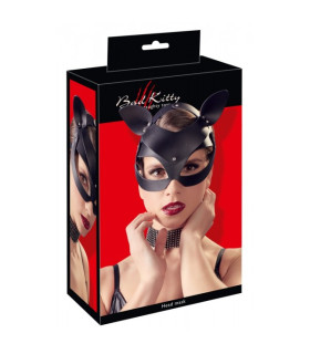 Маска кошки с ушками Bad Kitty на заклепках, черная, One Size - No Taboo