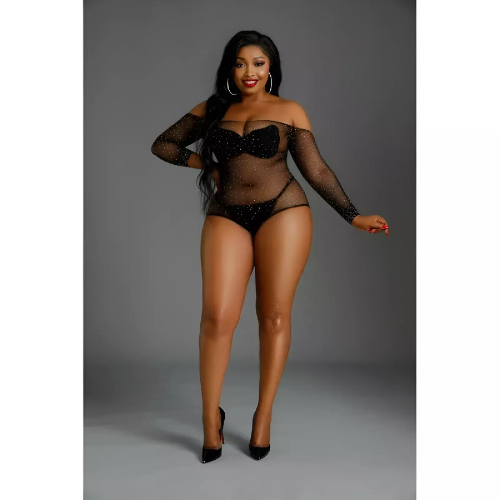 Боди Moonlight Lingerie полупрозрачное, черное, Plus Size, фото №0 — секс шоп Украина, NO TABOO