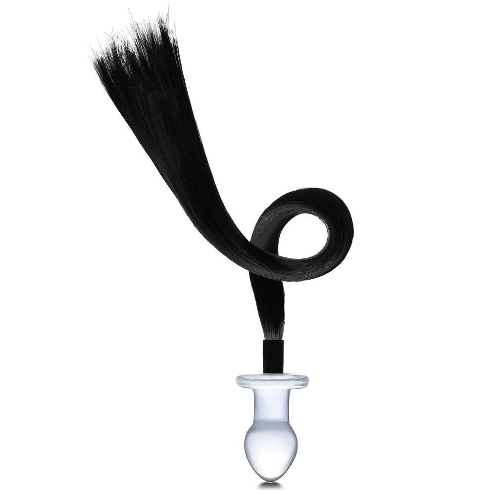 Анальная пробка Glass Horse Tail с хвостиком, стеклянная, 7.6 х 3.8 см фото №2 — секс игрушки: Украина, NO TABOO
