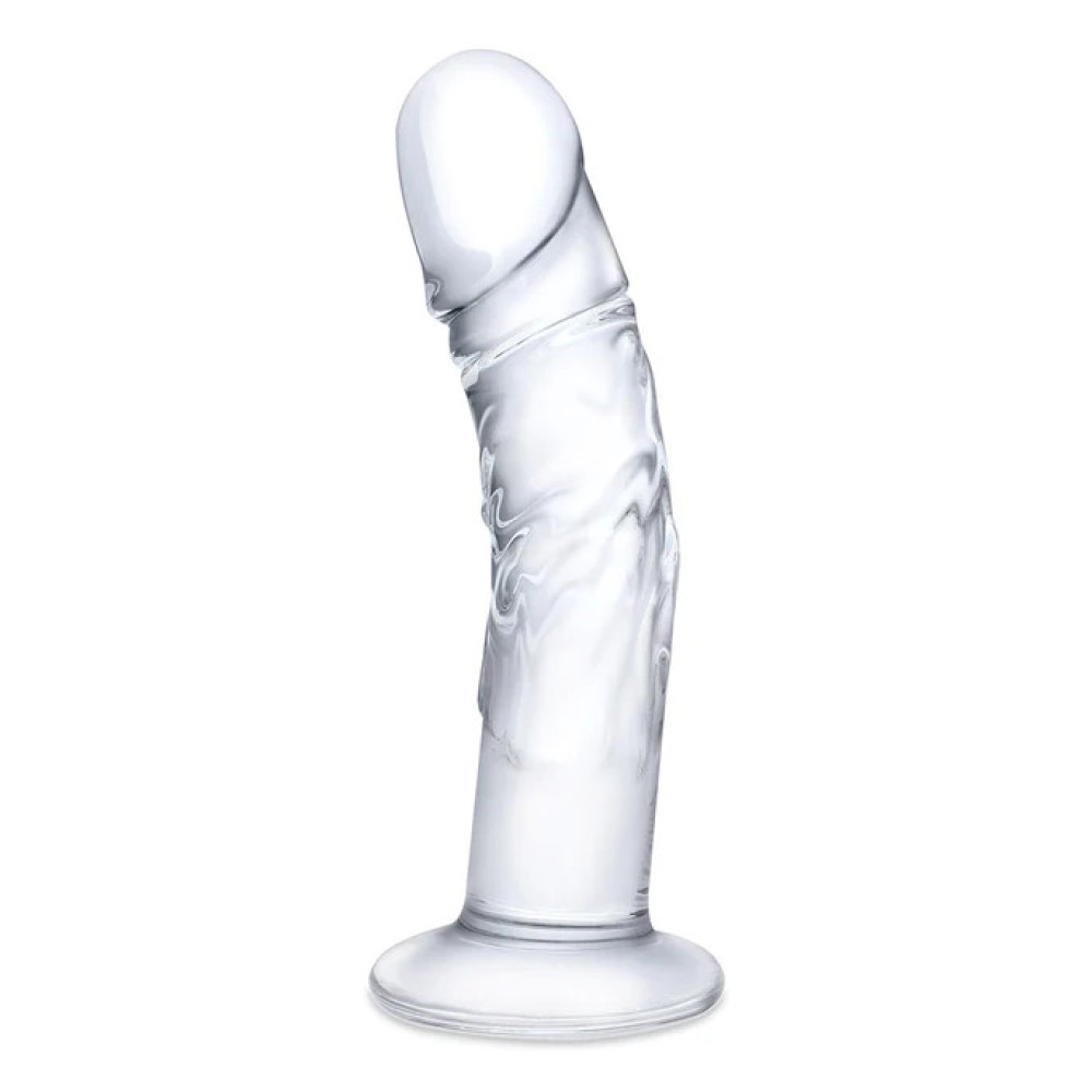 Фаллоимитатор Glas Curved реалистичный, с венами, стеклянный, 17.8 х 8.4 см фото №2 — секс игрушки: Украина, NO TABOO