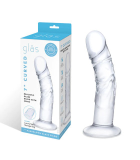 Фаллоимитатор Glas Curved реалистичный, с венами, стеклянный, 17.8 х 8.4 см - No Taboo