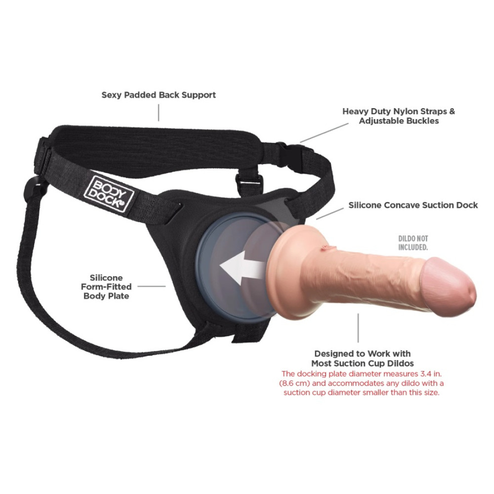 Трусики для страпона Pipedream Body Dock Elite Harness, черные фото №4 — секс игрушки: Украина, NO TABOO