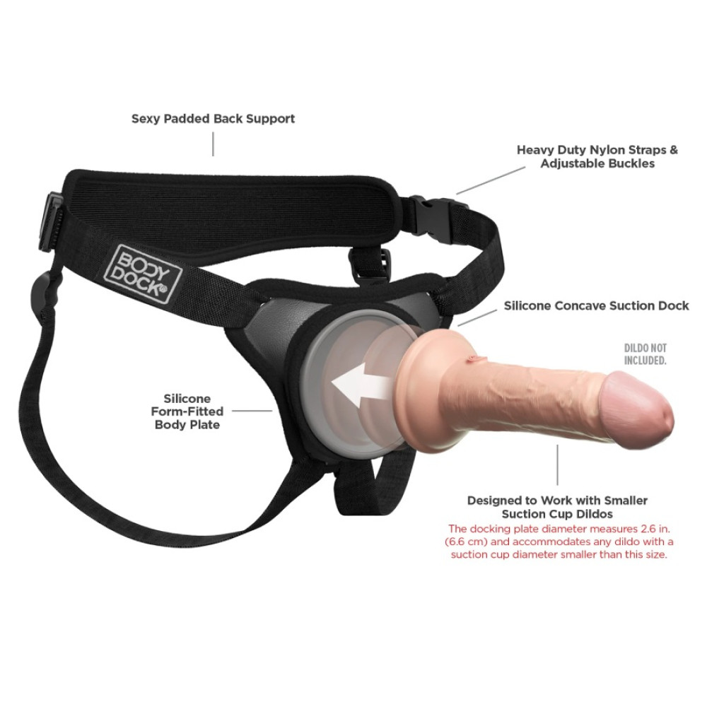 Трусики для страпона Pipedream Body Dock Elite Mini Harness, черные фото №4 — секс игрушки: Украина, NO TABOO