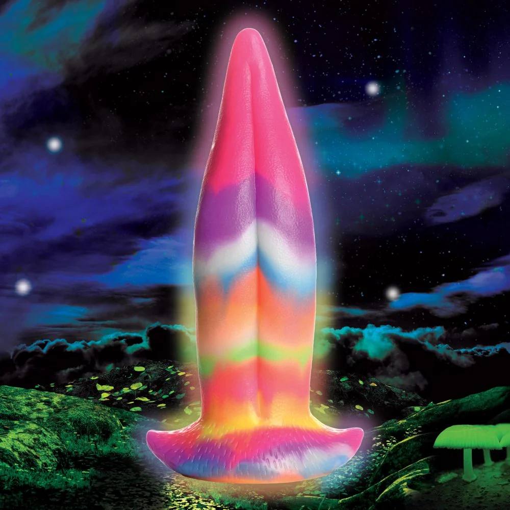Фаллоимитатор в виде языка XR Brands Unicorn Kiss светящийся в темноте, разноцветный, 21.3 х 5.8 см фото №0 — секс игрушки: Украина, NO TABOO