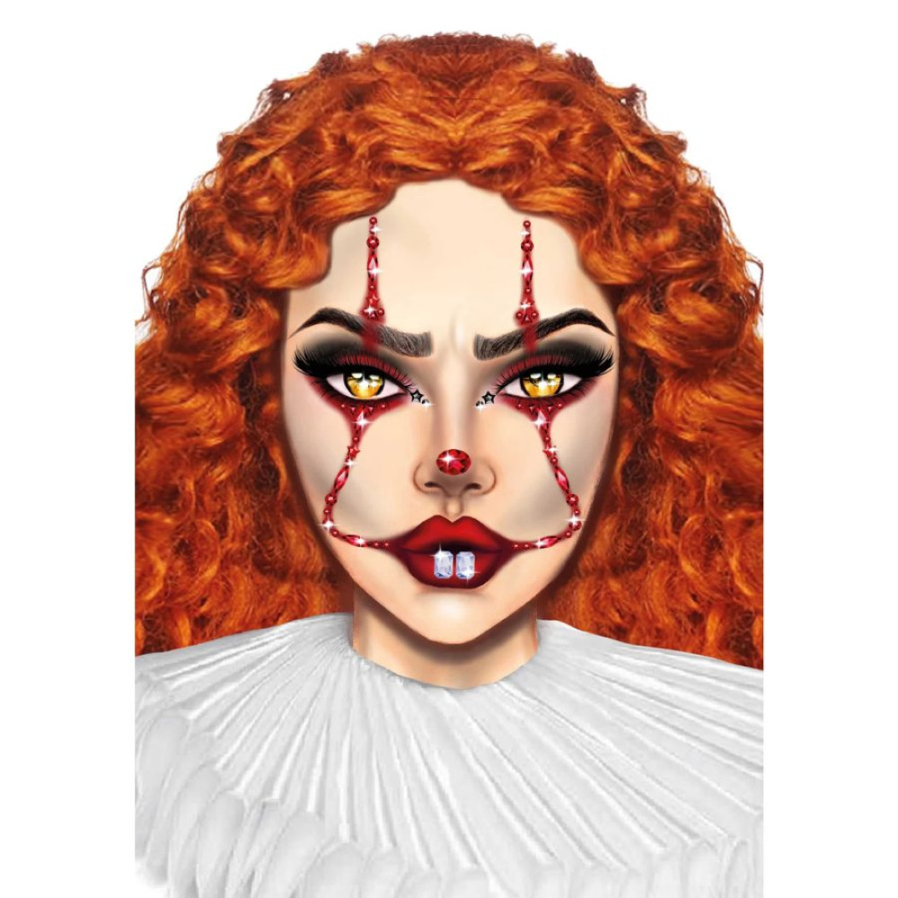 Маска клоуна из страз Leg Avenue, красная, One Size, фото №0 — секс шоп Украина, NO TABOO