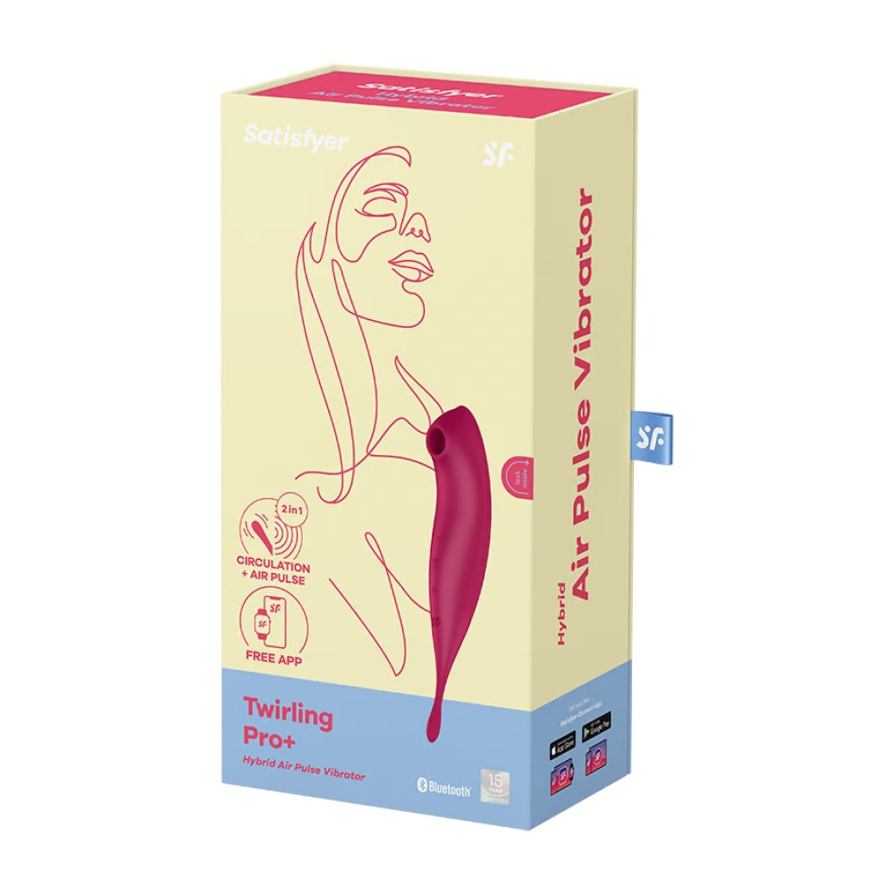 Вибратор для клитора Satisfyer Twirling Pro с вакуумной стимуляцией, красный, 20 х 4 см фото №2 — секс игрушки: Украина, NO TABOO