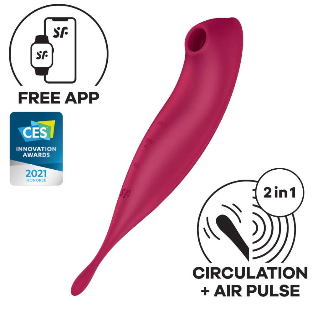 Вибратор для клитора Satisfyer Twirling Pro с вакуумной стимуляцией, красный, 20 х 4 см фото №0 — секс игрушки: Украина, NO TABOO