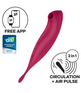 Вибратор для клитора Satisfyer Twirling Pro с вакуумной стимуляцией, красный, 20 х 4 см - No Taboo