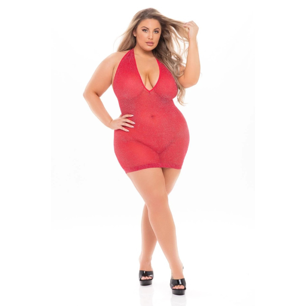 Платье Pink Lipstick с декольте, красное, Plus Size, фото №0 — секс шоп Украина, NO TABOO