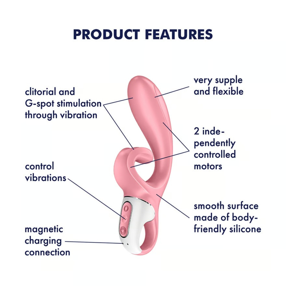 Вибратор-кролик Satisfyer Hug Me с подключением к приложению, розовый, 21 х 4.1 см фото №4 — секс игрушки: Украина, NO TABOO
