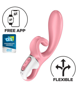 Вибратор-кролик Satisfyer Hug Me с подключением к приложению, розовый, 21 х 4.1 см - No Taboo