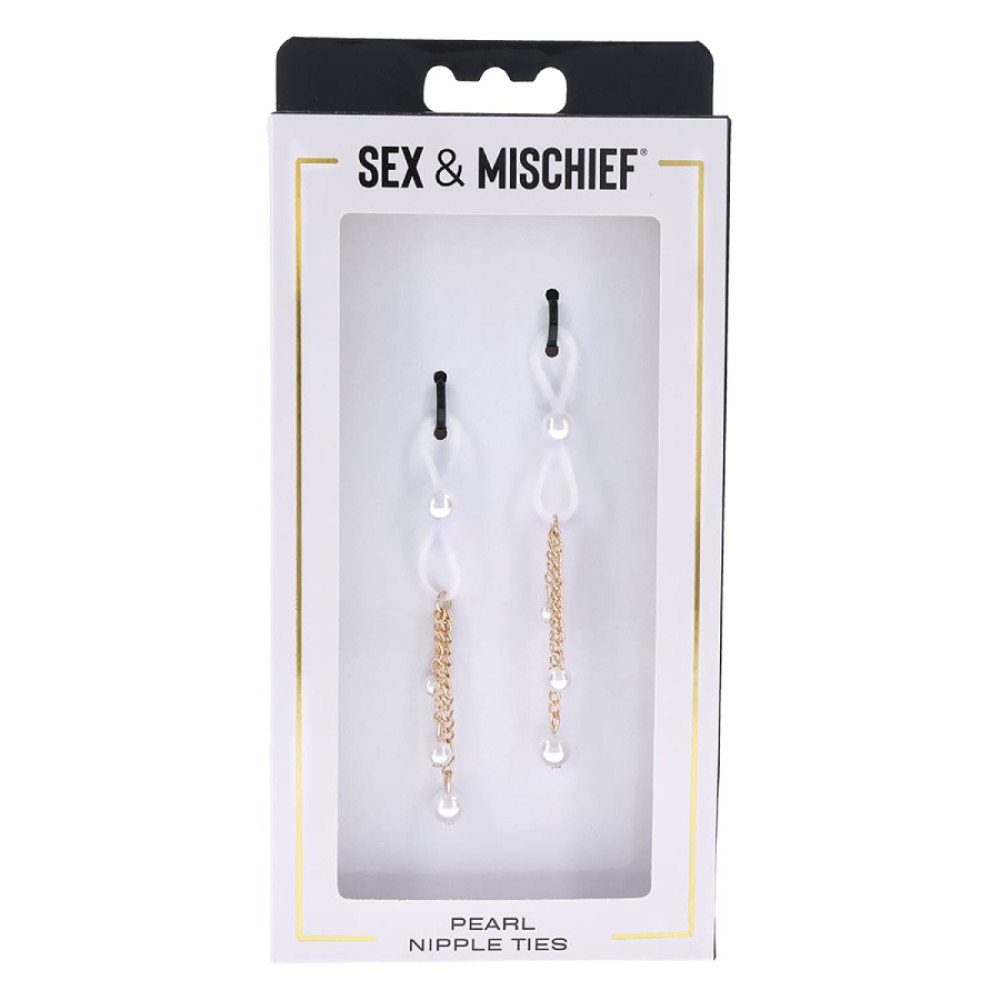 Зажимы для сосков Sex & Mischief с декоративными жемчужинами, фото №2 — секс шоп Украина, NO TABOO