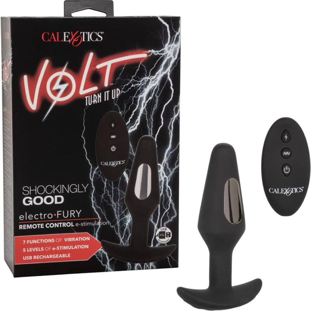 Анальная пробка с электростимуляцией CalExotics Volt с дистанционным управлением, черная, 12.7 х 3.2 см фото №0 — секс игрушки: Украина, NO TABOO