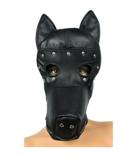 Кожаная маска XR Brands Dog Hood черная, One Size - No Taboo