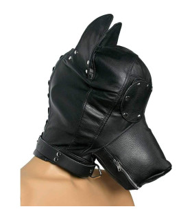 Кожаная маска XR Brands Dog Hood черная, One Size - No Taboo