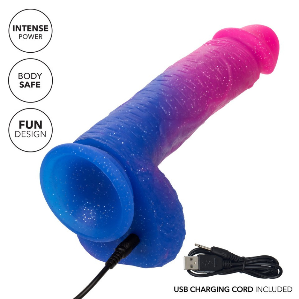 Вибратор реалистичный CalExotics Naughty Bits на присоске, разноцветный, 21.5 х 4.5 см фото №6 — секс игрушки: Украина, NO TABOO