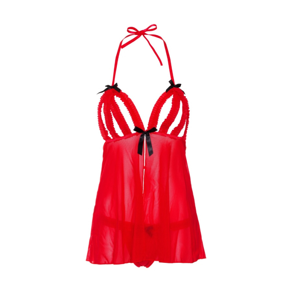 Бебидол и стринги Daring Intimates с рюшками, красные, S-M, фото №5 — секс шоп Украина, NO TABOO