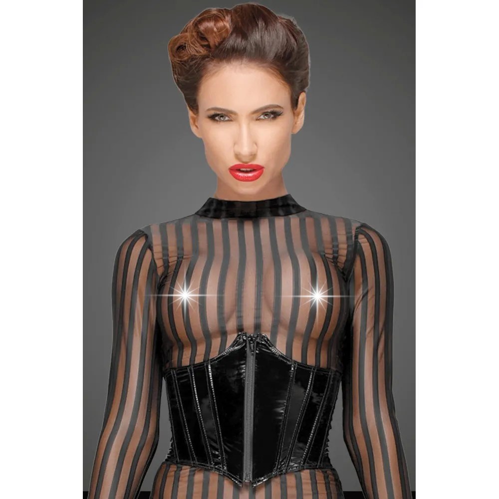 Полупрозрачное платье Noir Handmade, черное в полоску, размер XXL, фото №4 — секс шоп Украина, NO TABOO