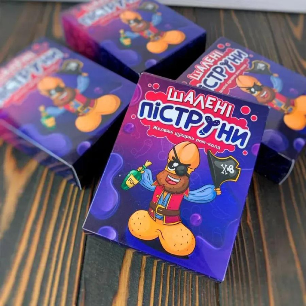 Желейные конфеты в форме пениса Шалени Пиструни со вкусом ром-колы, 100 г, фото №2 — секс шоп Украина, NO TABOO