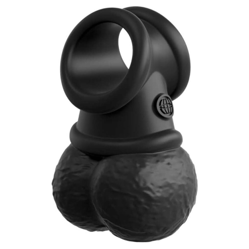 Насадка для страпона с мошонкой Pipedream King Cock Elite, черная, 10.8 х 6.8 см фото №2 — секс игрушки: Украина, NO TABOO