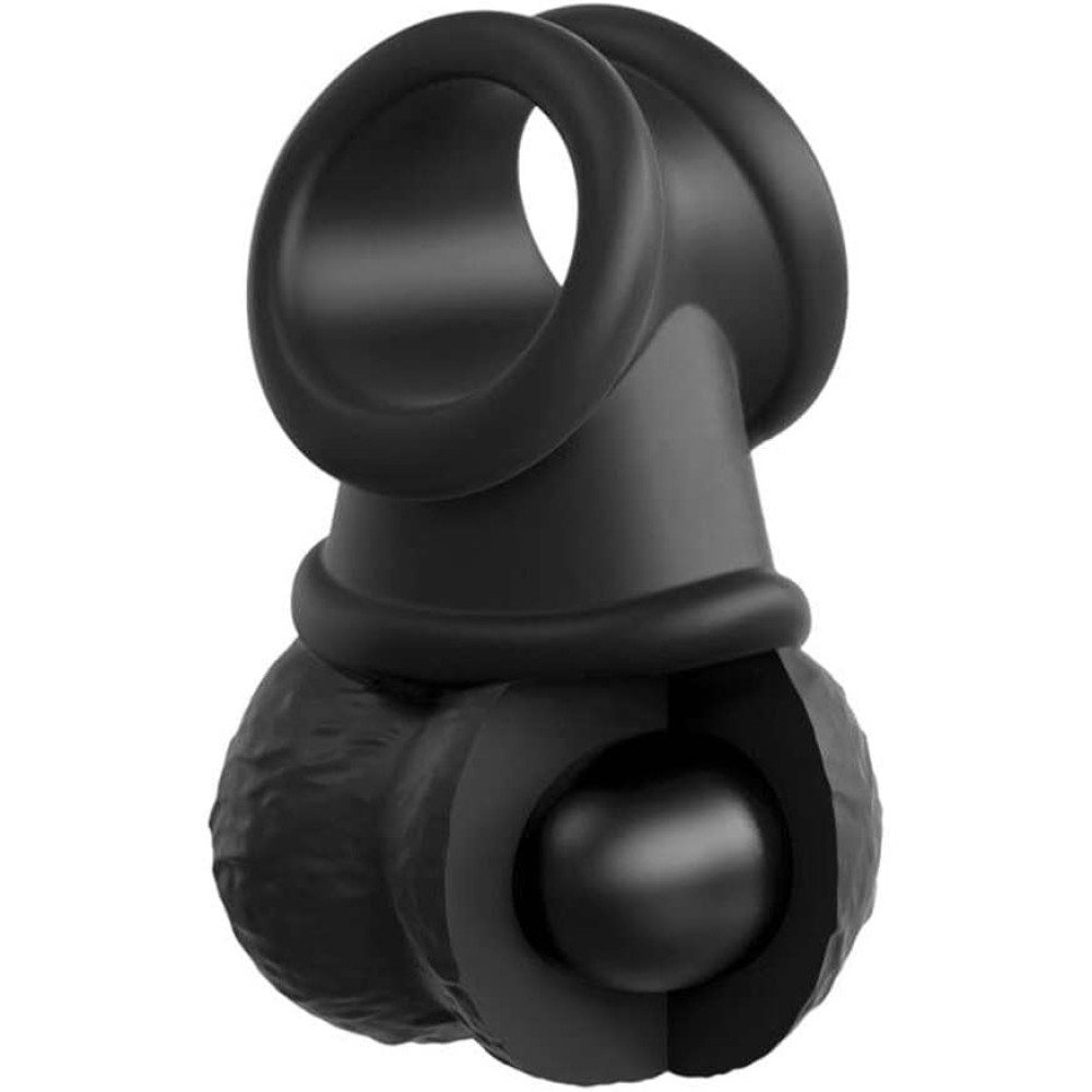 Насадка для страпона с мошонкой Pipedream King Cock Elite, черная, 10.8 х 6.8 см фото №4 — секс игрушки: Украина, NO TABOO