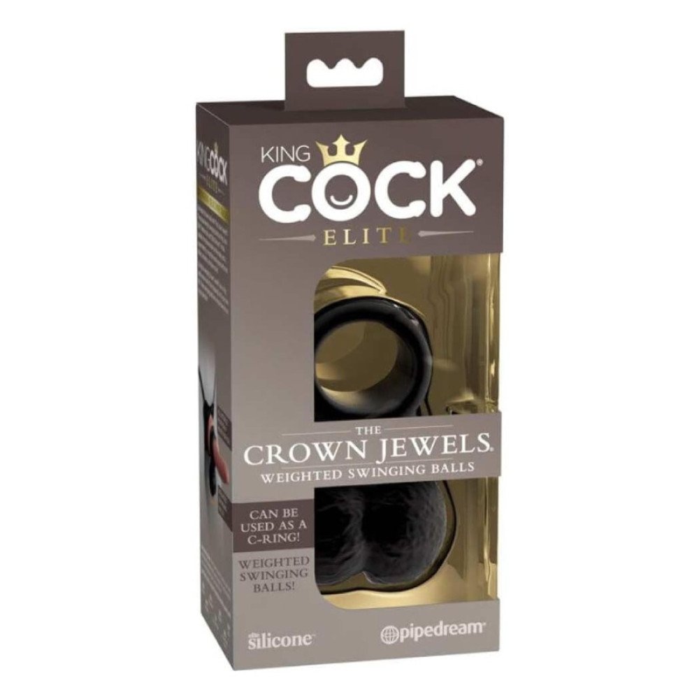 Насадка для страпона с мошонкой Pipedream King Cock Elite, черная, 10.8 х 6.8 см фото №0 — секс игрушки: Украина, NO TABOO
