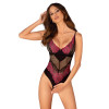 Боди с узорами Obsessive Rosenty с интимным доступом, чёрное, XS-S, фото №1 — секс шоп Украина, NO TABOO
