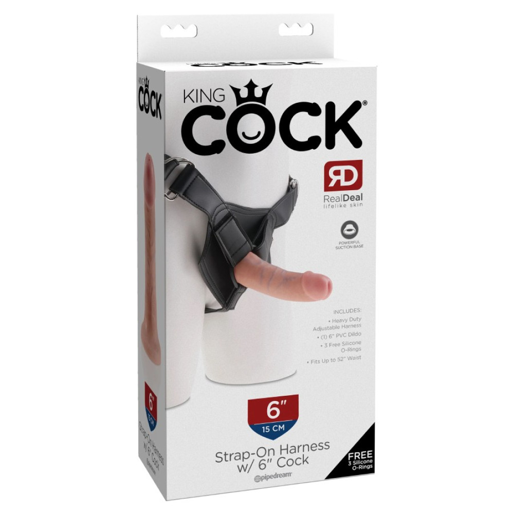 Реалистичный страпон Pipedream King Cock 6 на ремнях, бежевый, 15.2 х 4.1 см фото №0 — секс игрушки: Украина, NO TABOO