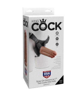 Страпон с двойным фаллоимитатором Pipedream Strap-On Harness With Dildo 7 - Skin Colour 19.1 см диаметр - 4,6 - No Taboo