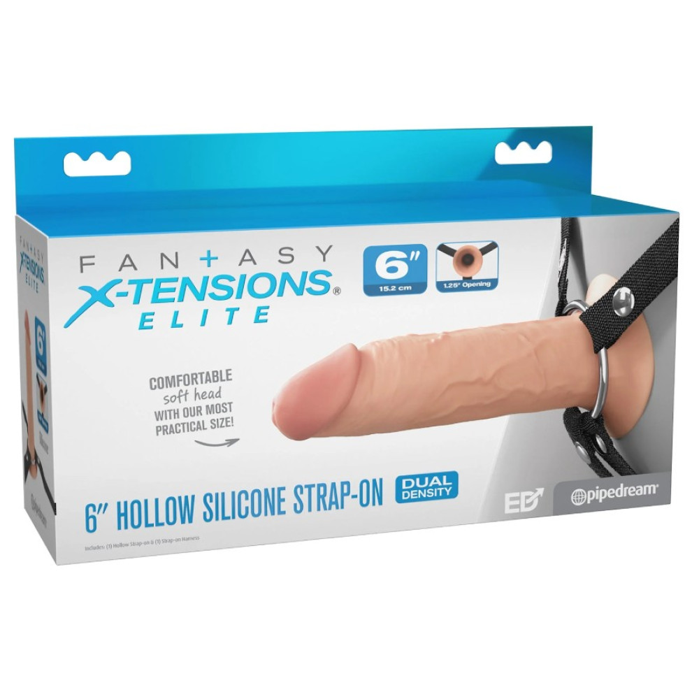  Фаллопротез реалистичный Pipedream Fantasy X-tensions Elite 6 на нейлоновых ремнях, бежевый, 15.2 х 4.1 см фото №0 — секс игрушки: Украина, NO TABOO