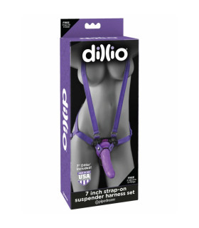 Страпон Pipedream Dillio с подтяжками, фиолетовый, 19.1 х 4.6 см - No Taboo