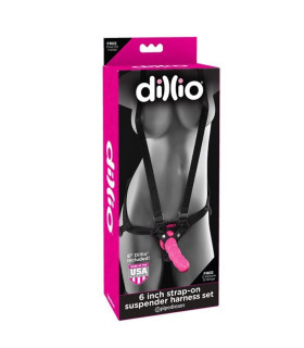 Страпон Pipedream Dillio с подтяжками, розовый, 16.5 х 4 см - No Taboo