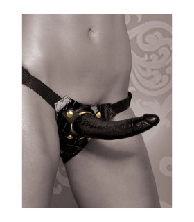 Страпон на трусиках Pipedream Fetish Fantasy с тиснением под крокодила, черный, 19 х 4.5 см - No Taboo