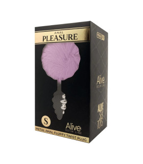 Анальная пробка Alive S с фиолетовым хвостиком, серебристая, 7 х 2.8 см - No Taboo