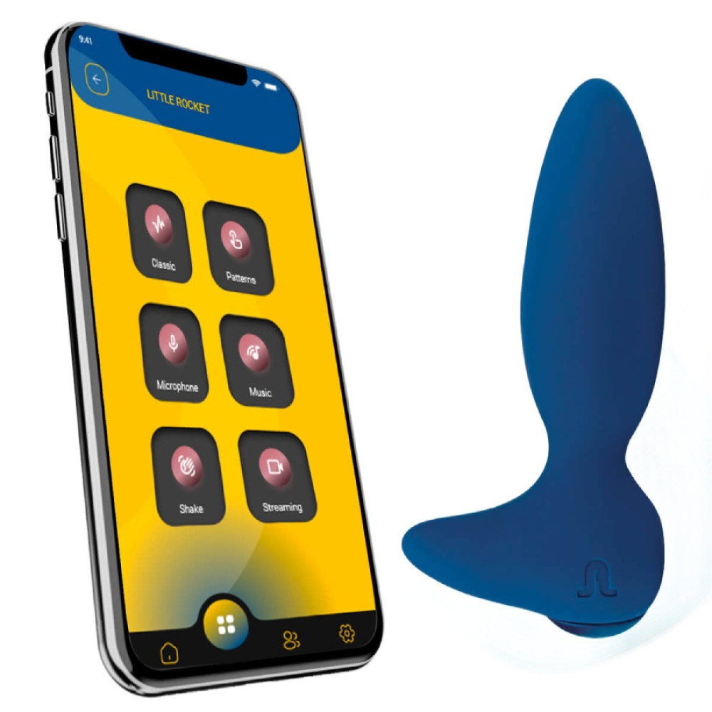 Анальный вибратор Adrien Lastic Little Rocket 2 с управлением через приложение, голубой, 13 х 3.5 см фото №2 — секс игрушки: Украина, NO TABOO
