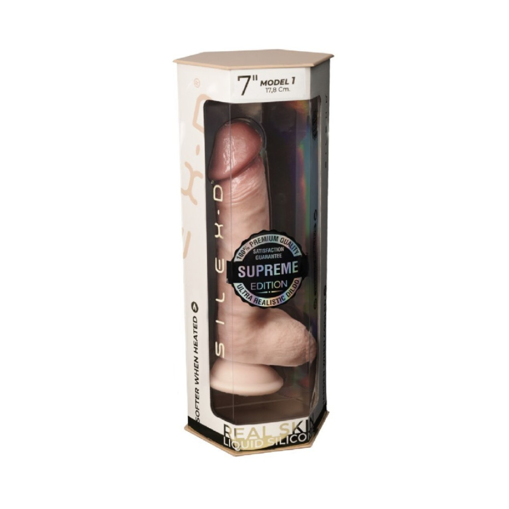 Реалистичный фаллоимитатор SilexD Model 1 Supreme Real Skin на присоске, бежевый, 17.8 х 3.8 см фото №2 — секс игрушки: Украина, NO TABOO