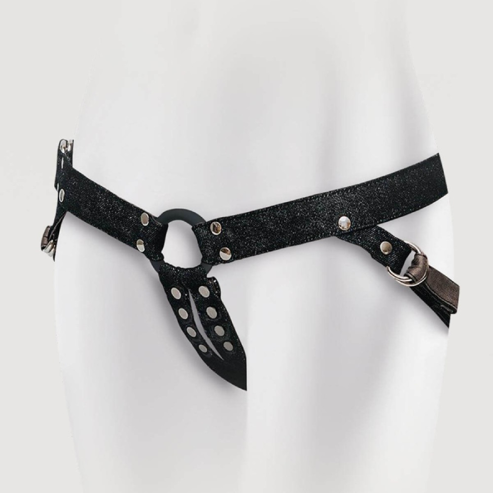 Трусики для страпона Adrien Lastic Lastic Strap-on джинсовые, чёрные, One Size фото №2 — секс игрушки: Украина, NO TABOO