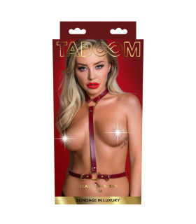 Портупея на корпус і шию Taboom Bondage in Luxury Classic Harness червона, розмір S/M - No Taboo