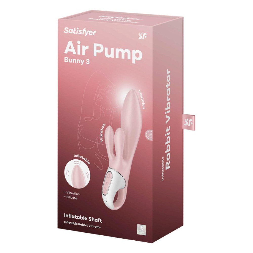 Вібратор-кролик Satisfyer Air Pump Bunny рожевий, 21 х 4 см фото №2 — секс іграшки: Україна, NO TABOO