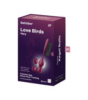 Вагинальные виброшарики Satisfyer Love Birds Vary с приложением и пультом, бордовые, 22.2 х 3.3 см - No Taboo