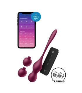 Вагинальные виброшарики Satisfyer Love Birds Vary с приложением и пультом, бордовые, 22.2 х 3.3 см - No Taboo